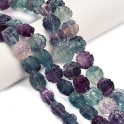 Флюорит Нити резных бусин из натурального флюорита, цветок, 10~10.5x7.5~8 мм, отверстие : 1 мм, около 40 шт / нитка, 15.71'' (39.9 см)