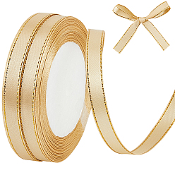 пшеница Полиэстеровая лента с золотой каймой, цвет пшеницы, 3/8 дюйм (10 мм), около 24.06 ярдов (22 м) / рулон