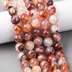 Красный Кварц Натуральный гематоидный кварц / нитки из железистого кварца, круглые, 12~12.5 мм, отверстие : 1 мм, около 33 шт / нитка, 15.75'' (40 см)