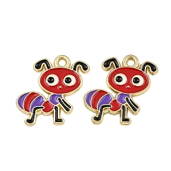 Красный Подвески из эмали и сплава, муравьиные чары, золотые, красные, 19x19x1.5 мм, отверстие : 1.8 мм