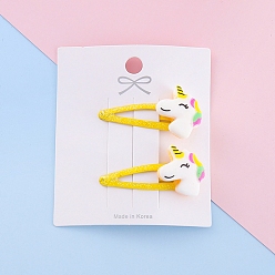 Желтый Металлические заколки для волос, единорог, аксессуары для волос для женщин и девочек, желтые, 50 мм, 2 шт / комплект