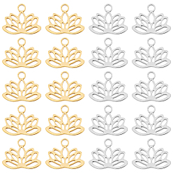 (52) Непрозрачная лаванда 40 шт 2 цвета 304 подвески из нержавеющей стали, лотоса прелести, разноцветные, 7.5x9.5x1 мм, отверстие : 1.4 мм, 20 шт / цвет