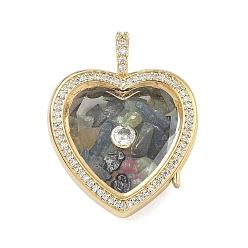 Темный Морско-зеленый Латунные микропаве прозрачные подвески с фианитом, сердце прелести, без свинца и без кадмия, долговечный, стойки покрытие, реальный 18 k позолоченный, темно-зеленый, 34x27x12 мм, отверстие : 5x4 мм