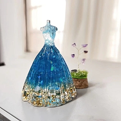 Аквамарин Украшения для выставки товаров из смолы, с крошкой натурального аквамарина, статуэтка блестящего свадебного платья, украшение для дома по фэн-шуй, 56x83 мм