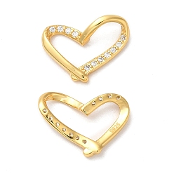Настоящее золото 18K 925 Кольца из серебра 925 пробы, микро проложить кубического циркония, с печатью 925, асимметричное сердце, реальный 18 k позолоченный, 12x15x4 мм, внутренний диаметр: 4x12.5 мм