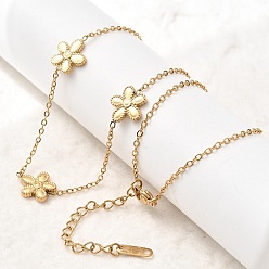 Настоящее золото 18K 304 нержавеющая сталь 5 цепочка из звеньев в виде лепестков цветов, ионное покрытие (ip), реальный 18 k позолоченный, 18.50 дюйм (47 см)