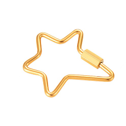 Золотой Нержавеющая сталь Винт застежками, стопорный карабин, звезда, золотые, 36x28 мм