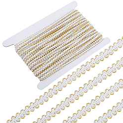 Белый 27.5ярдов полиэстеровой кружевной ленты, аксессуары для одежды, с картой дисплея 1pc картона, белые, 1/4 дюйм (7 мм)