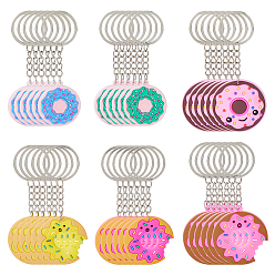 Фуксин 60 шт. 6 стили брелоки из цинкового сплава, пончик, с пвх, платина, фуксиново-красные, 100~111.5 мм, 10 шт / стиль