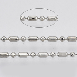 Платина Латунные шаровые цепи, граненые бисерные цепочки, долговечный, пайки, с катушкой, без кадмия, без никеля и без свинца, платина, 2.5x1.5 mm и 1.5 mm, около 301.83 футов (92 м) / рулон