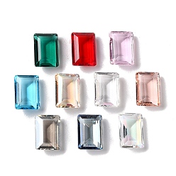 Mixed Color Transparent Glass Rhinestone Cabochons, Faceted, Rectangle, Pointed Back, Mixed Color, 14x10x6mm