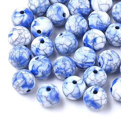 Синий Бисера треск акриловые, бусы из искусственного камня, круглые, синие, 11~11.5 мм, Отверстие : 2 мм , около 520 шт / 500 г