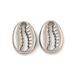 Нержавеющая Сталь Цвет Не тускнеющие 304 подвески из нержавеющей стали, подвеска в виде раковины каури, цвет нержавеющей стали, 11.5x8x2 мм, отверстие : 2x9 мм