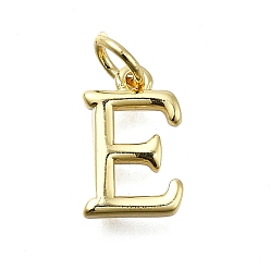 Letter E Латунные подвески, с целью перехода в кольце, долговечный, без свинца и без кадмия, стойки покрытие, реальный 18 k позолоченный, Письмо E, 12x7.5 XX 2 мм, отверстие : 3 мм