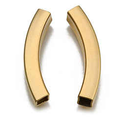 Золотой 304 шарики из нержавеющей стальной трубы, квадратное отверстие, золотые, 40x6x6 мм, отверстие : 5x5 мм