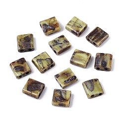 Темный Хаки 2 Отверстие для выпечки краски стеклянные бусины, квадратный, Темный хаки, 5x5x2 мм, отверстие : 0.7~1 мм, Около 455 шт / 50 г