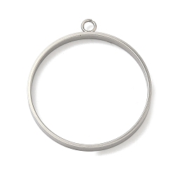 Нержавеющая Сталь Цвет 304 подвески из нержавеющей стали из нержавеющей стали, для diy уф смолы, эпоксидная смола, Прессованные цветочные украшения, плоско-круглые, цвет нержавеющей стали, 36x32x3 мм, отверстие : 2.5 мм, внутренний диаметр: 30 мм