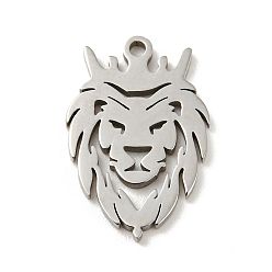 Нержавеющая Сталь Цвет Не тускнеющие 201 подвески из нержавеющей стали, лазерная резка, лев, цвет нержавеющей стали, 16.5x10.5x1 мм, отверстие : 1.2 мм, 5 шт / пакет