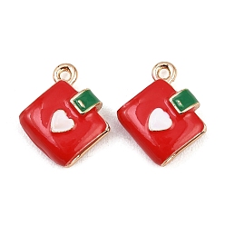 Красный Подвески из сплава , брелоки для блокнота, с эмалью, стойки покрытие, золотые, красные, 13x12.5x5 мм, отверстие : 1.5 мм