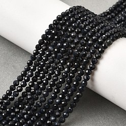 Сапфир Бусины из натурального черного сапфира, граненые, класс АА, круглые, 3 мм, отверстие : 0.6 мм, около 125~126 шт / нитка, 14.96~15.16'' (38~38.5 см)