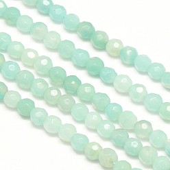 Амазонит Естественно амазонитовые круглый шарик нити, граненые, 4 мм, отверстие : 1 мм, около 100 шт / нитка, 15.7 дюйм