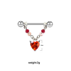 Нержавеющая Сталь Цвет 316l Стремя для сосков из нержавеющей стали с рубиновыми стразами, булавки для пирсинга сосков, цвет нержавеющей стали, 16 мм, штифты : 1.6 мм