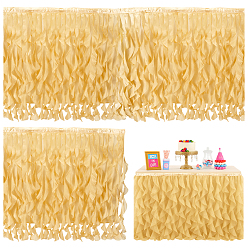 Светло-хаки Юбка для стола из полиэстера, украшение стола для вечеринки по случаю дня рождения, светлый хаки, 1850x770x0.3~0.8 мм