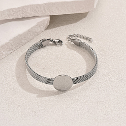 Нержавеющая Сталь Цвет Ретро 201 браслеты для часов из нержавеющей стали, плоский круглый с украшением в виде святого Бенедикта для женщин, цвет нержавеющей стали, внутренний диаметр: 6-3/4 дюйм (17 см)