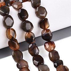 Кокосово-Коричневый Нити окрашенных и нагретых бусин из натурального агата, самородки, граненые, кокосового коричневый, 9~13x8~12x3.5~8.5 мм, отверстие : 1~1.2 мм, около 32~36 шт / нитка, 14.76~15.35 дюйм (37.5~39 см)