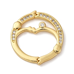 Настоящее золото 18K Плоские круглые застежки-крутилки с микропаве из латуни и кубическим цирконием, долговечный, без кадмия и без свинца, стойки покрытие, реальный 18 k позолоченный, 20.5x19x2 мм