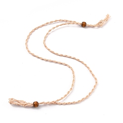 Bisque Necklace Makings, with Wax Cord and Wood Beads, Bisque, 28-3/8 inch(72~80cm)
