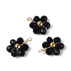 Черный Стекло с 304 подвесками из нержавеющей стали, , граненые, чёрные, 10.5~11x9x3 мм, отверстие : 1.4 мм