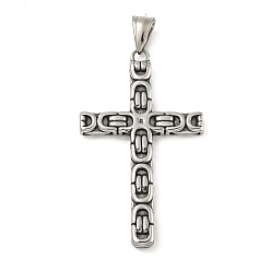 Античное Серебро 316 большие подвески из хирургической нержавеющей стали, крест очарование, религия, античное серебро, 55x32.5x4.5 мм, отверстие : 4.5x7 мм