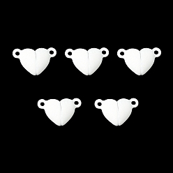 Белый Магнитные застежки из сплава, окрашенного распылением, без кадмия, без никеля и без свинца, сердце, белые, 10.5x16x7 мм, отверстие : 1.2 мм