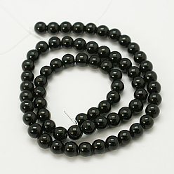 Black Natural Agate Beads Strands, Dyed, Round, Black, 10mm, Hole: 1mm, about 39pcs/strand, 15 inch