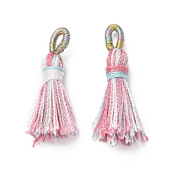 Бледно-фиолетовый Красный Полиэстер кисточкой подвески, бледно-фиолетовый красный, 36~36.5x6~7 мм, отверстие : 3x5 мм