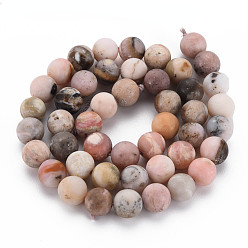 Pink Opal Natural Pink Opal Beads Strands, Frosted, Round, 8~9mm, Hole: 1mm, about 45~48pcs/strand, 15.7 inch