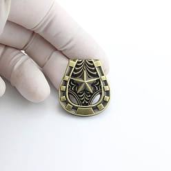 Antique Bronze Luggage Leather Belt Alloy Craft Solid Screw Rivets, DIY Leather Craft Nail, with Iron Screw, Horseshoe Shape with Star Pattern, Antique Bronze, 27.5x25mm