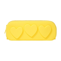 Желтый Прямоугольный силиконовый чехол для ручки с рисунком в виде сердца, ручка рукав, для школьных канцелярских принадлежностей упаковка для хранения, желтые, 175x75x50 мм