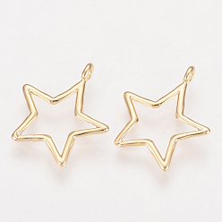 Echt 18 k vergoldet Messingpendamts, Nickel frei, echt 18 k vergoldet, Stern, golden, 15.5x14x1 mm, Bohrung: 1 mm