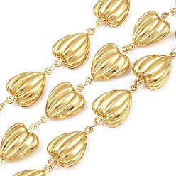 Настоящее золото 18K 304 ссылка цепи из нержавеющей стали сердце, несварные, с катушкой, ионное покрытие (ip), реальный 18 k позолоченный, 21x13.5x5.5 мм