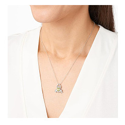 Серебро Ожерелья из сплава с натуральным перидотом в виде лягушки для женщин, серебряные, 17.72 дюйм (45 см)