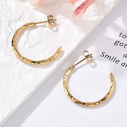 Настоящее золото 18K 304 серьги-гвоздики из нержавеющей стали c-образной формы, ионное покрытие (ip), реальный 18 k позолоченный, 25x2 мм