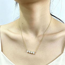Clear Brass Rhinestone Oval Pendant 304 Stainless Steel Cable Chain Necklaces for Women, Golden, Clear, 17.72 inch(45cm)
