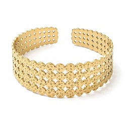Настоящее золото 18K 304 из нержавеющей стали манжеты браслеты, кованые плоские круглые открытые браслеты для женщин, реальный 18 k позолоченный, внутренний диаметр: 2-1/8x2 дюйм (5.3x5 см), 12~21 мм