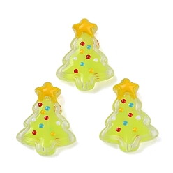 Шампанско-Желтый Прозрачные стеклянные эмалевые бусины, Рождественские елки, шампанское желтый, 18x15x7 мм, отверстие : 1.2 мм