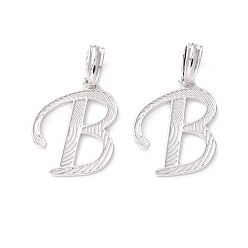 Letter B Подвески с буквами из экологически чистой латуни, настоящее платиновое долговечное покрытие, без кадмия и без свинца, letter.b, 20x16x1.3 мм, отверстие : 6.5x3.3 мм