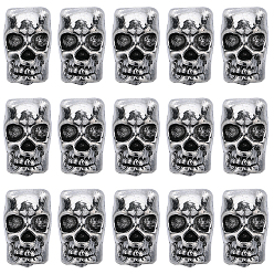 Античное Серебро Сплавочные европейские бусины, бусины с большим отверстием, череп, античное серебро, 12x9x7.5 мм, отверстие : 4 мм, 50 шт / коробка