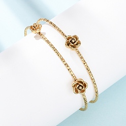 Золотой 304 женские браслеты-манжеты из нержавеющей стали, цветок розы, золотые, внутренний диаметр: 2.50x1.89 дюйм (6.35x4.8 см)