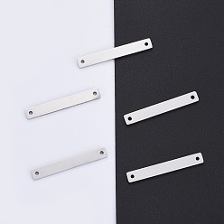 Нержавеющая Сталь Цвет Устойчивы к потускнению 304 соединители из нержавеющей стали, зеркальная полировка, штамповка пустых тегов, прямоугольные, цвет нержавеющей стали, 35x5x1.8 мм, отверстие : 1.4 мм